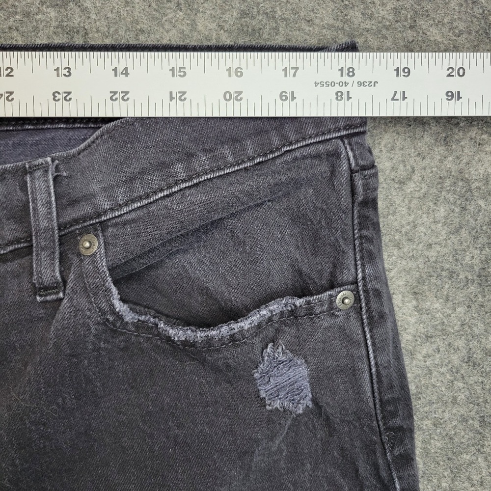 GAP Jeans Womens 33 Black Denim Distressed High Rise Americana Cheeky Straight - Picture 7 of 13
